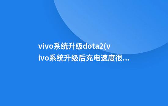 vivo系统升级dota2(vivo系统升级后充电速度很慢)