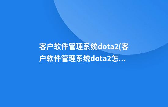 客户软件管理系统dota2(客户软件管理系统dota2怎么设置)