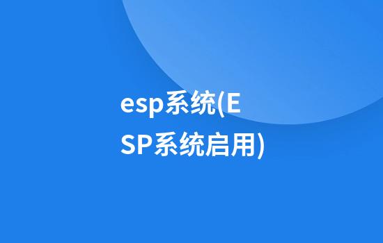 esp系统(ESP系统启用)