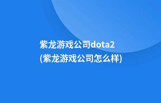 紫龙游戏公司dota2(紫龙游戏公司怎么样)