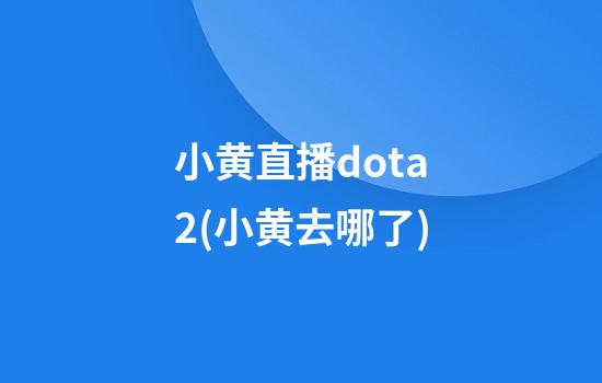 小黄直播dota2(小黄去哪了)