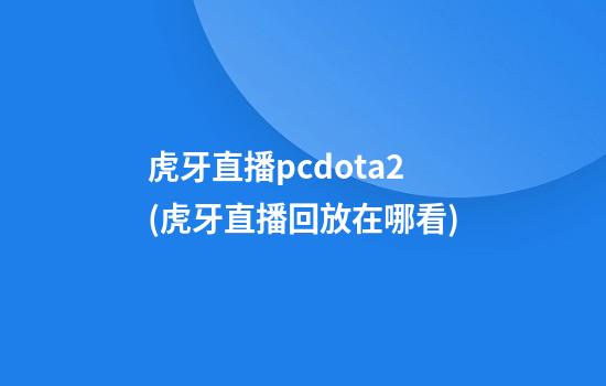 虎牙直播pcdota2(虎牙直播回放在哪看)