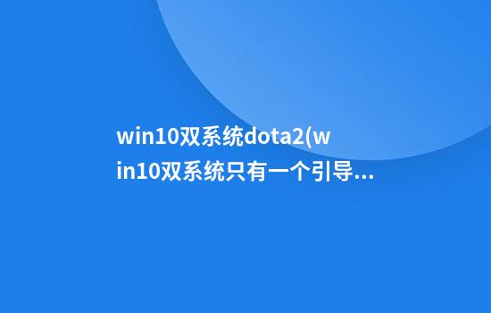 win10双系统dota2(win10双系统只有一个引导)