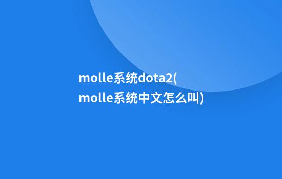 molle系统dota2(molle系统中文怎么叫)