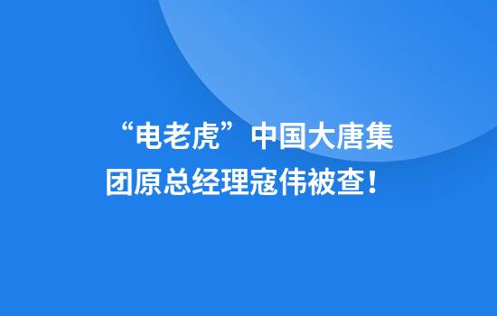 “电老虎”中国大唐集团原总经理寇伟被查！