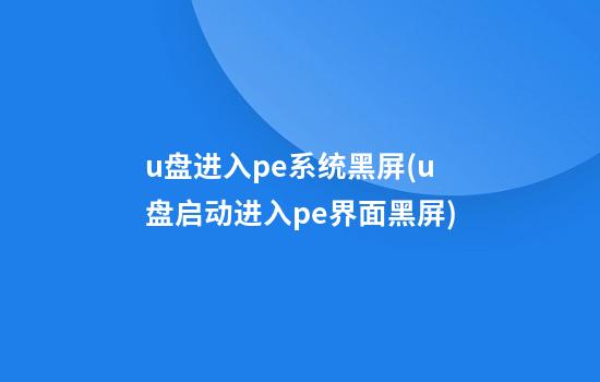 u盘进入pe系统黑屏(u盘启动进入pe界面黑屏)