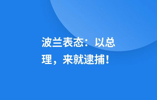 波兰表态：以总理，来就逮捕！