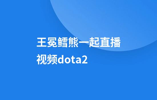 王冕鳕熊一起直播视频dota2