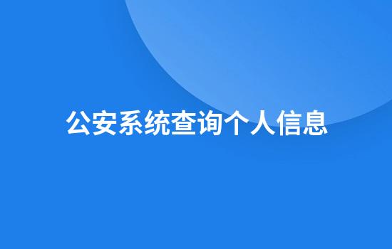 公安系统查询个人信息