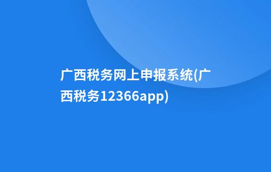 广西税务网上申报系统(广西税务12366app)