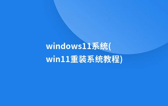 windows11系统(win11重装系统教程)