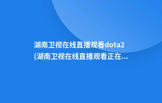 湖南卫视在线直播观看dota2(湖南卫视在线直播观看正在直播2024)