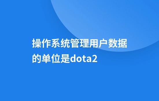 操作系统管理用户数据的单位是dota2