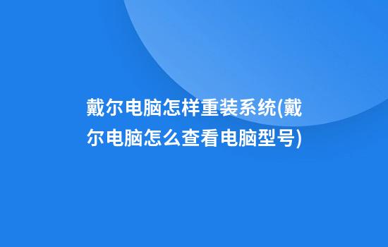 戴尔电脑怎样重装系统(戴尔电脑怎么查看电脑型号)