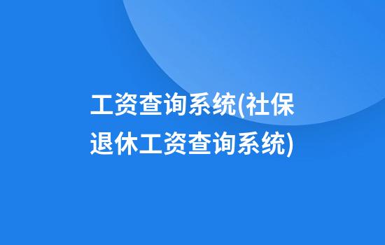 工资查询系统(社保退休工资查询系统)