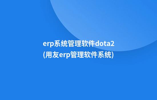 erp系统管理软件dota2(用友erp管理软件系统)