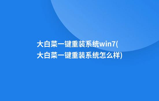 大白菜一键重装系统win7(大白菜一键重装系统怎么样)